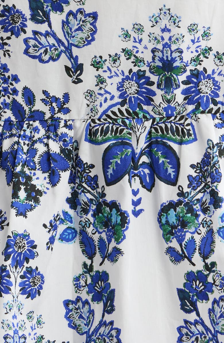 SUGARLIPS Viara Floral Giza Smocked Cotton Midi Dress, Alternate, color, Blues-White