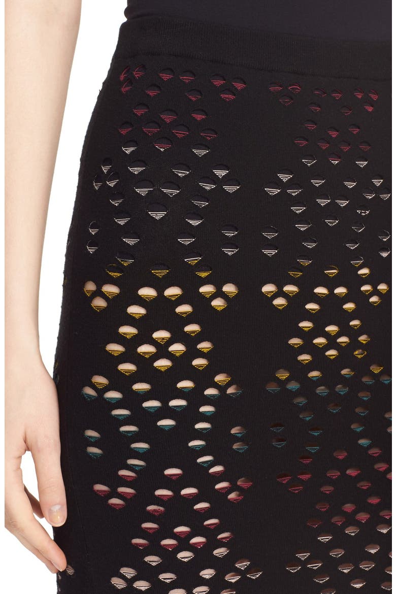 'Ani' Multicolor Pointelle Knit Pencil Skirt, Alternate, color, BLACK/ MULTI