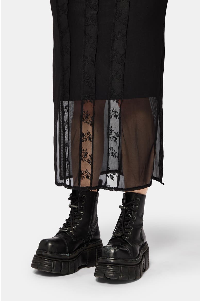 Shesha Mesh Floral Midi Dress, Alternate, color, Black