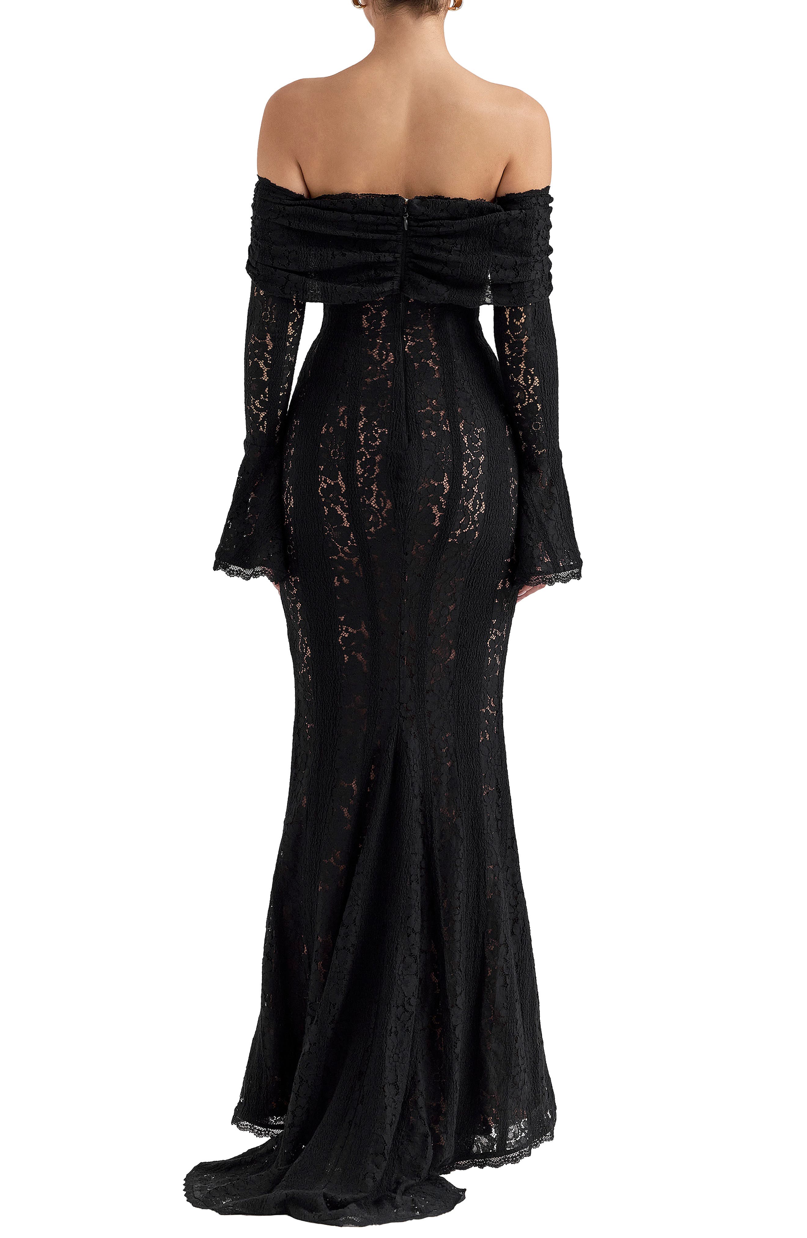 off shoulder lace dress black Black Lace Dress - Bustier Maxi Dress - Off-the-Shoulder Dress