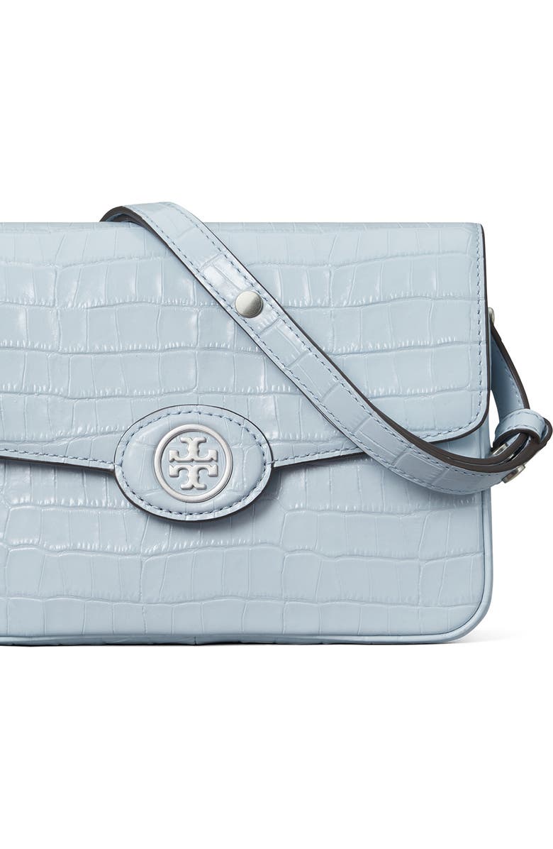 Tory Burch Robinson Croc Embossed Leather Shoulder Bag, Alternate, color,