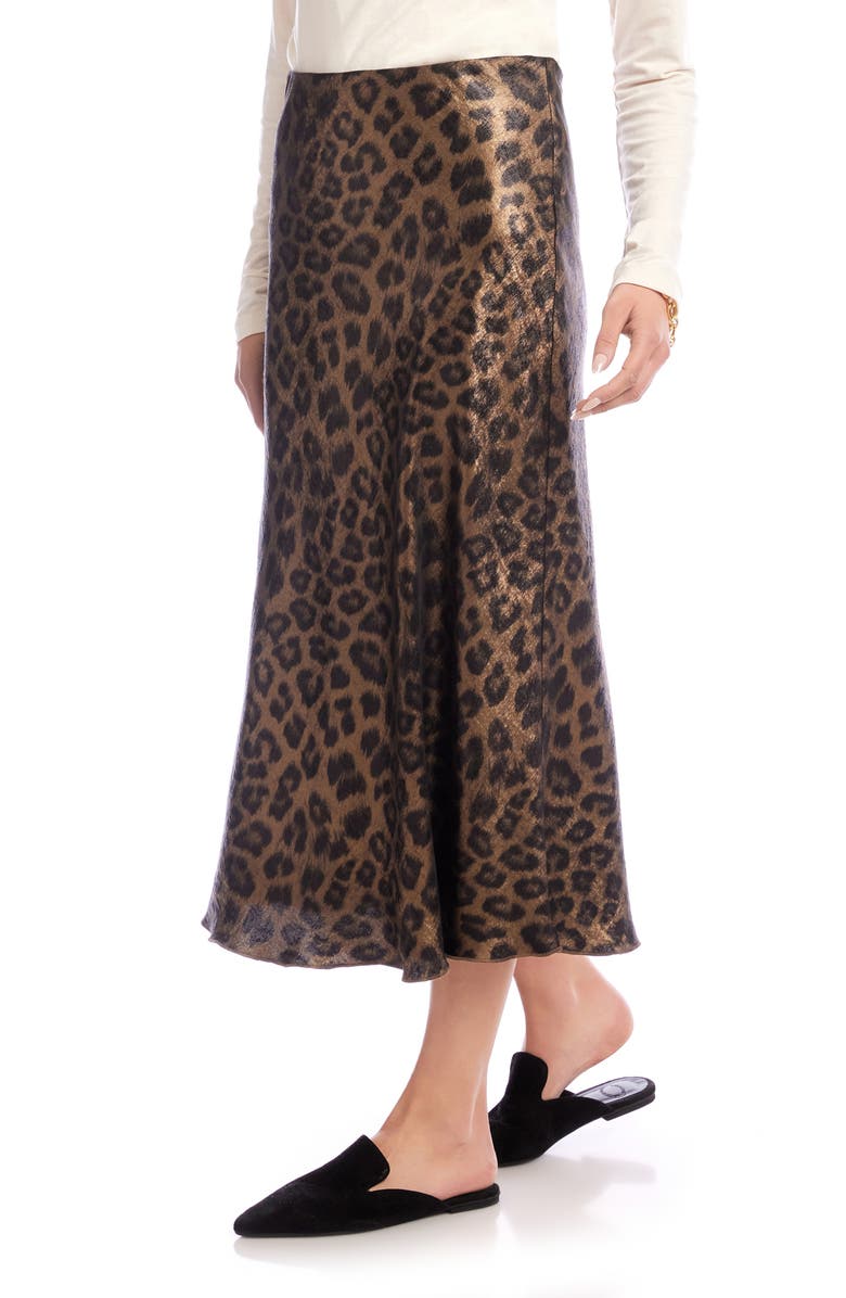 Karen Kane Bias Cut Satin Midi Skirt, Alternate, color, Leopard