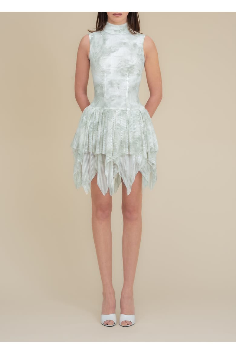 Bella Printed Piquet Tulle Dress, Alternate, color, Sage