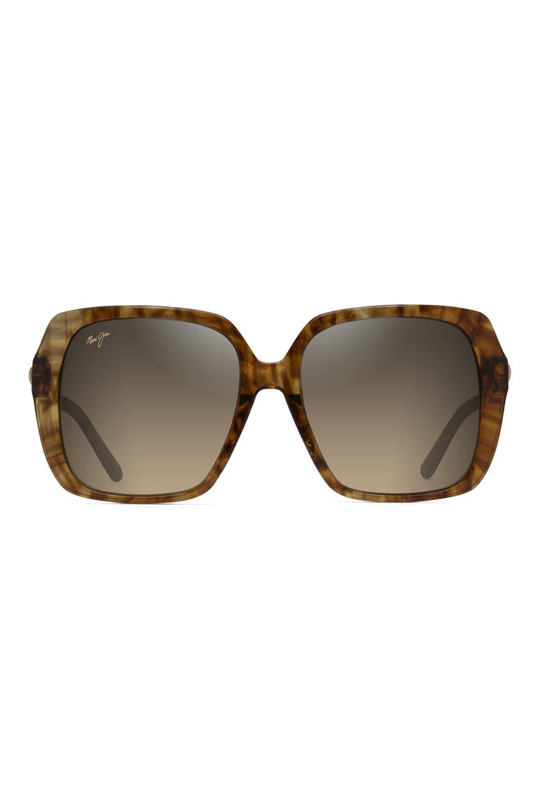 Poolside 55mm Polarized Square Sunglasses, Main, color, CARAMEL TIGER