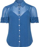 Cinq à Sept Galea Polka Dot Sheer Button-Up Top