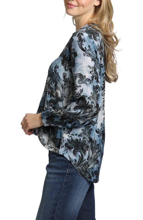 Apny Printed Top In Light Blue Multi
