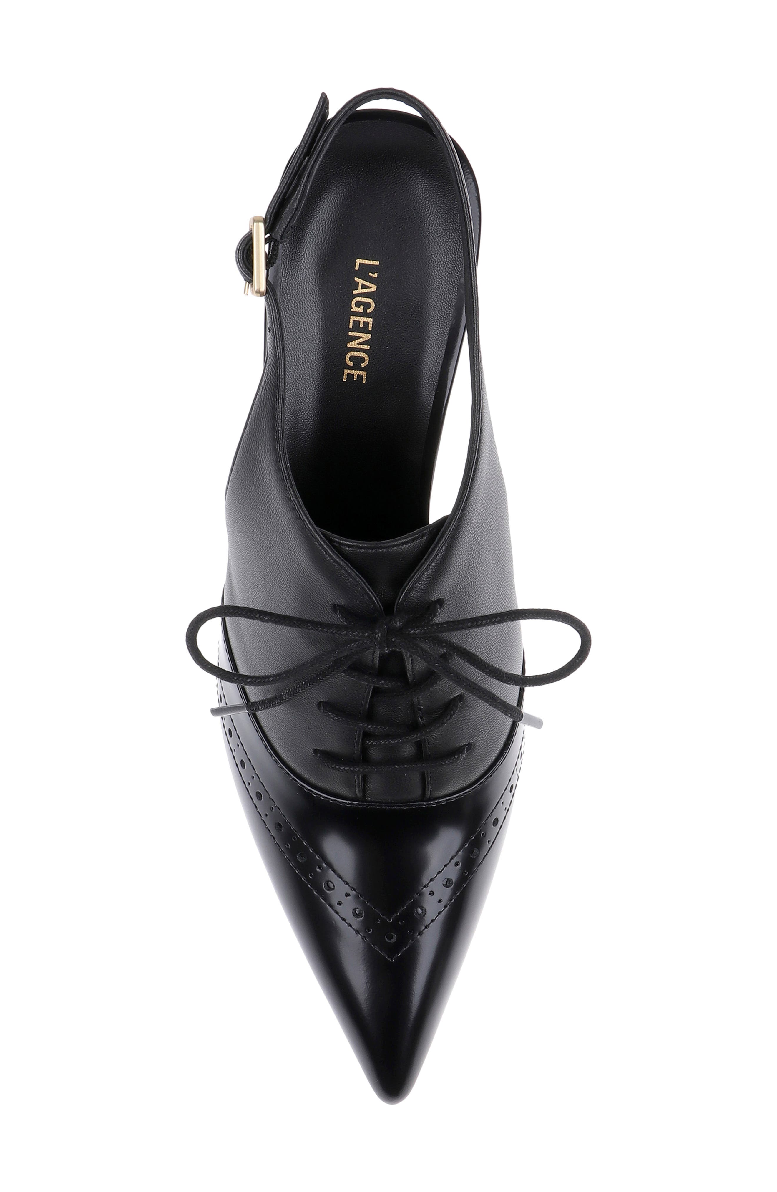 L'AGENCE Shreya Pointed Toe Slingback Pump, Alternate, color, Black Leather
