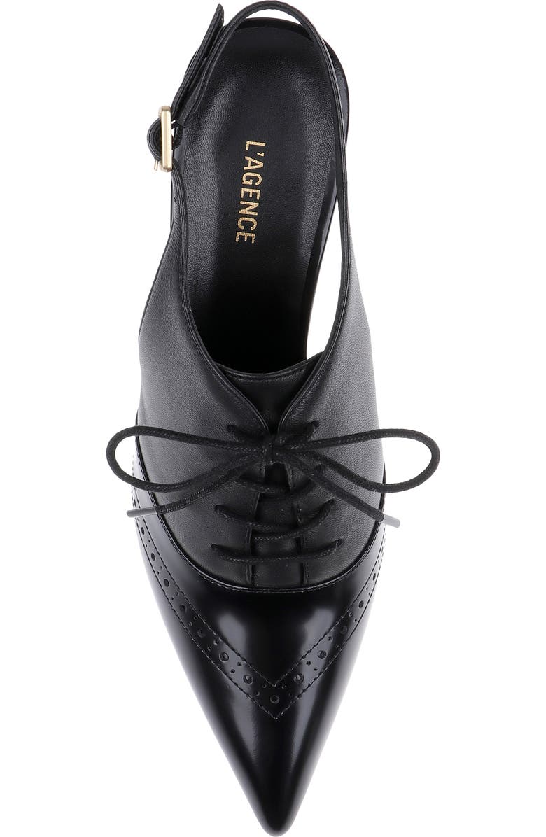 L'AGENCE Shreya Pointed Toe Slingback Pump, Alternate, color, Black Leather