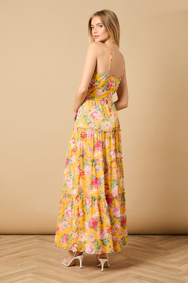 Rosette Detail Halterneck Midi Dress, Alternate, color, Yellow