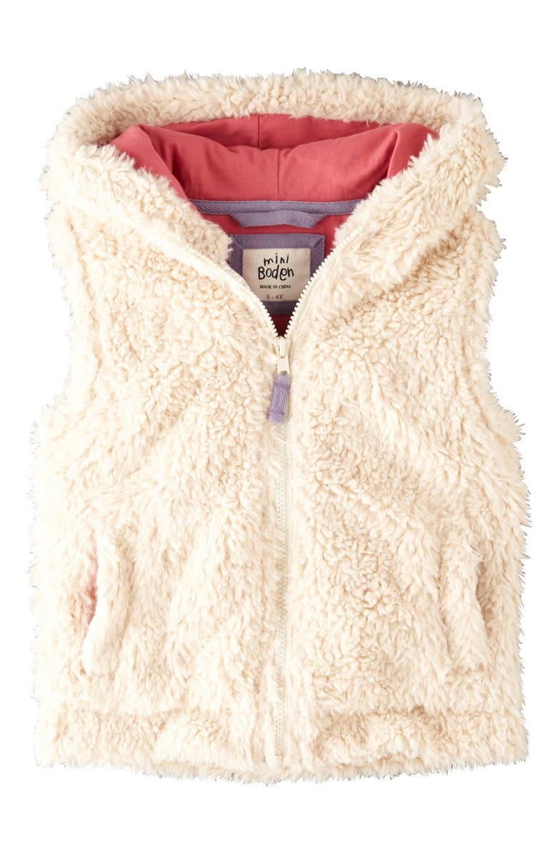 Mini Boden 'Cozy' Teddy Bear Texture Gilet, Main, color, 