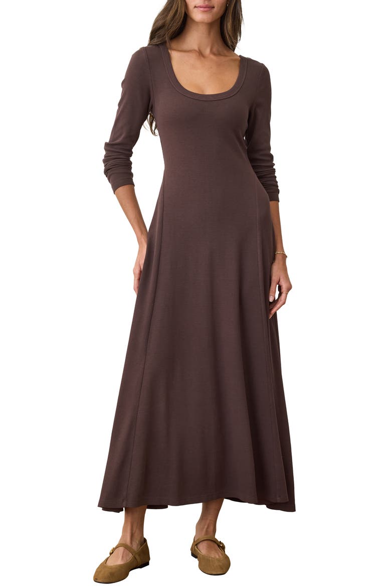 Lexi Ribbed Fit and Flare Dress, Main, color, COFFEE BEAN