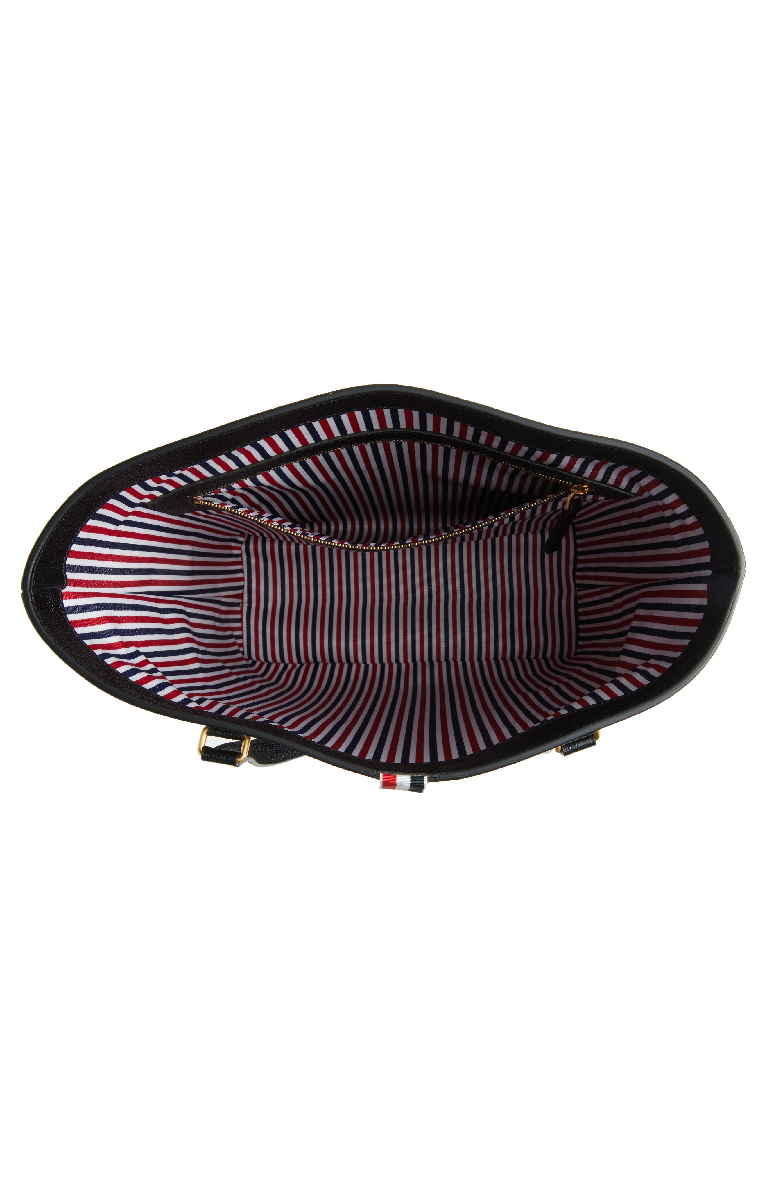 Thom Browne Vertical RWB Stripe Leather Tote, Alternate, color, Black