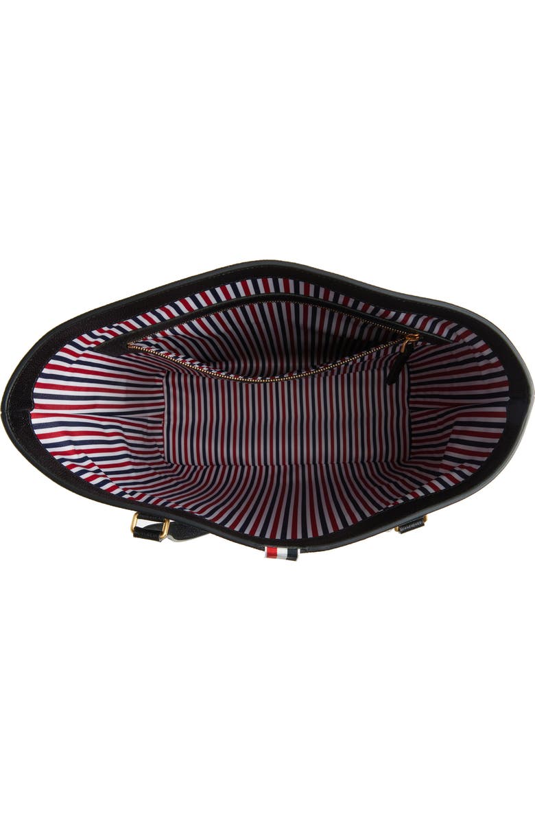 Thom Browne Vertical RWB Stripe Leather Tote, Alternate, color, Black