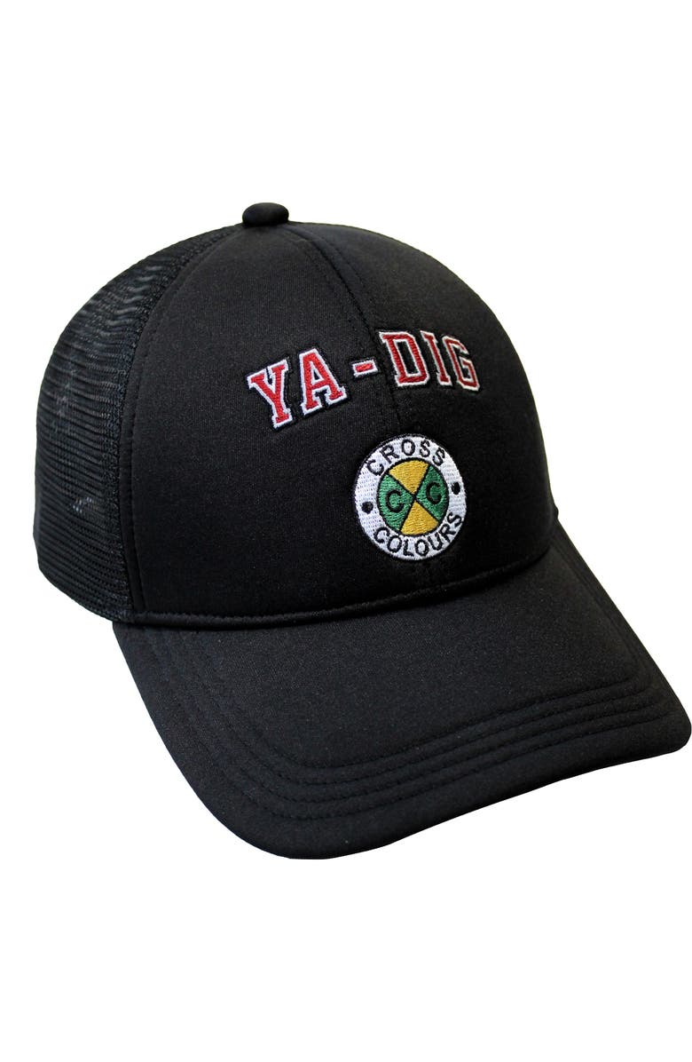 Cross Colours Ya Dig Trucker Trucker Hat, Main, color, Black