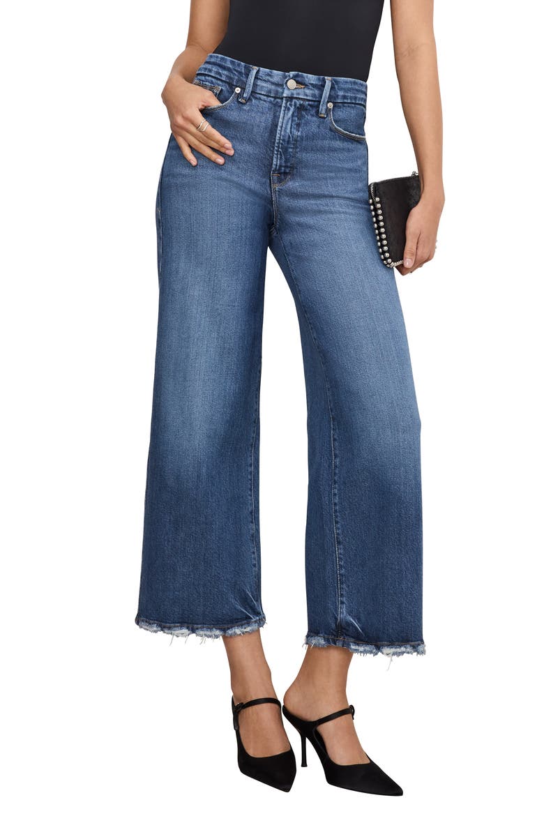 Soft Tech Good Waist High Waist Crop Palazzo Jeans, Main, color, INDIGO737