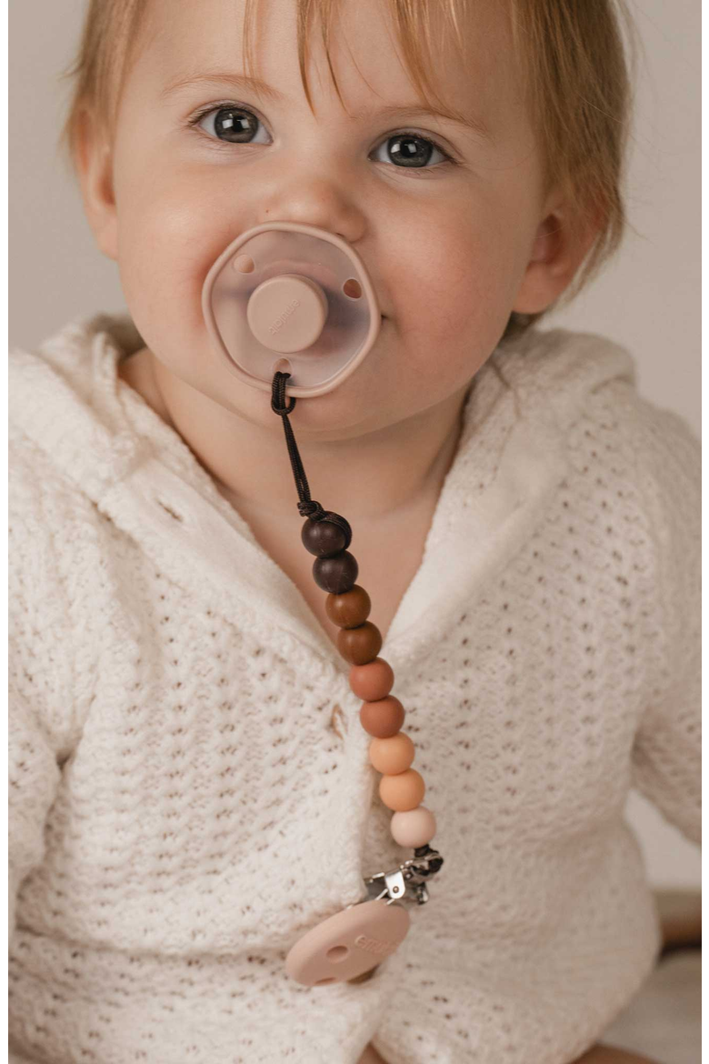 Secure Beaded Pacifier Clip, Alternate, color, Gradient Brown and Peach
