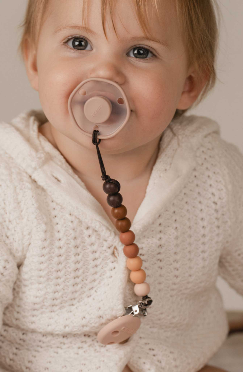 Emulait Secure Beaded Pacifier Clip, Alternate, color, Gradient Brown And Peach