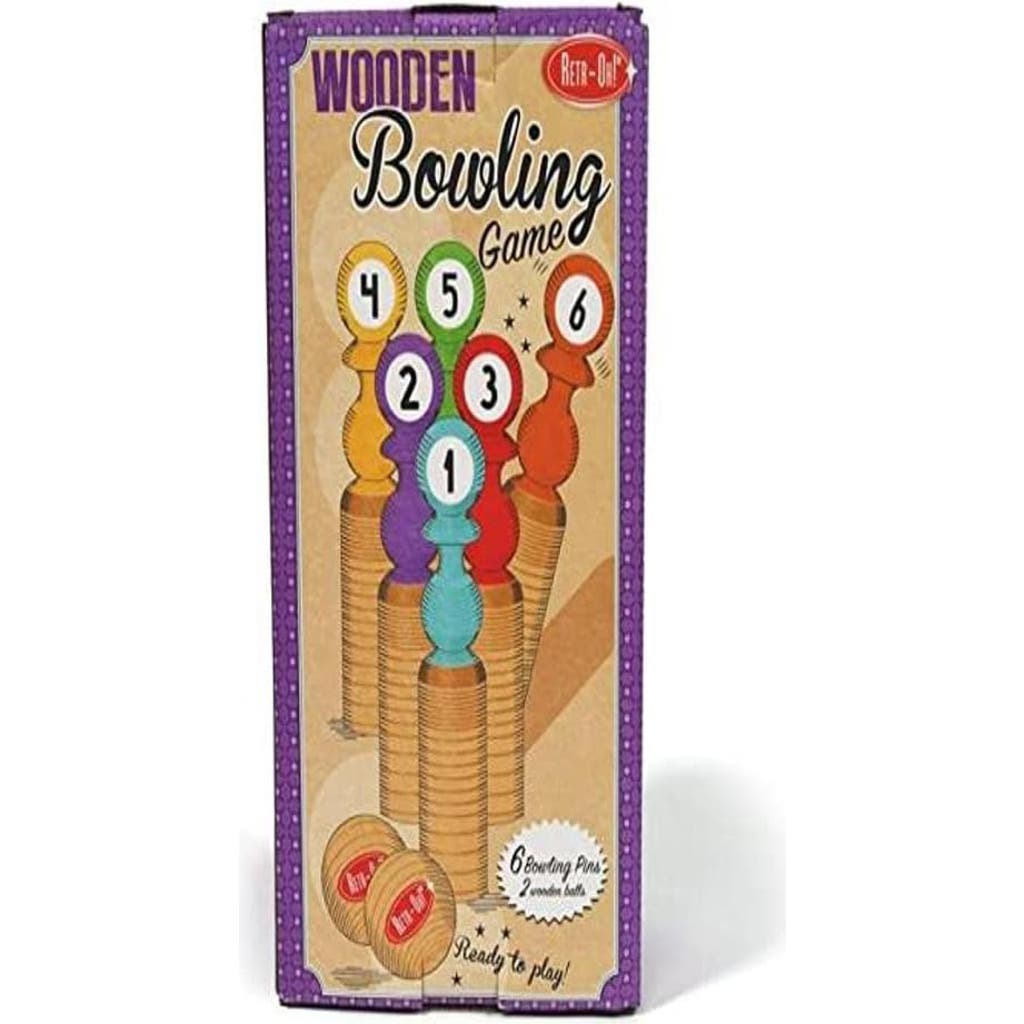 Fun2Give Make It Pop Retroh! Wooden Bowling Game, Outdoor & Indoor, Kids Ages 3+ in Multicolored  product