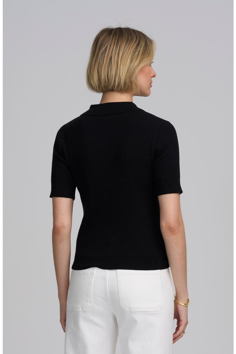 Fine Gauge Ribbed Short Sleeve Henley, Alternate, color, BLACK