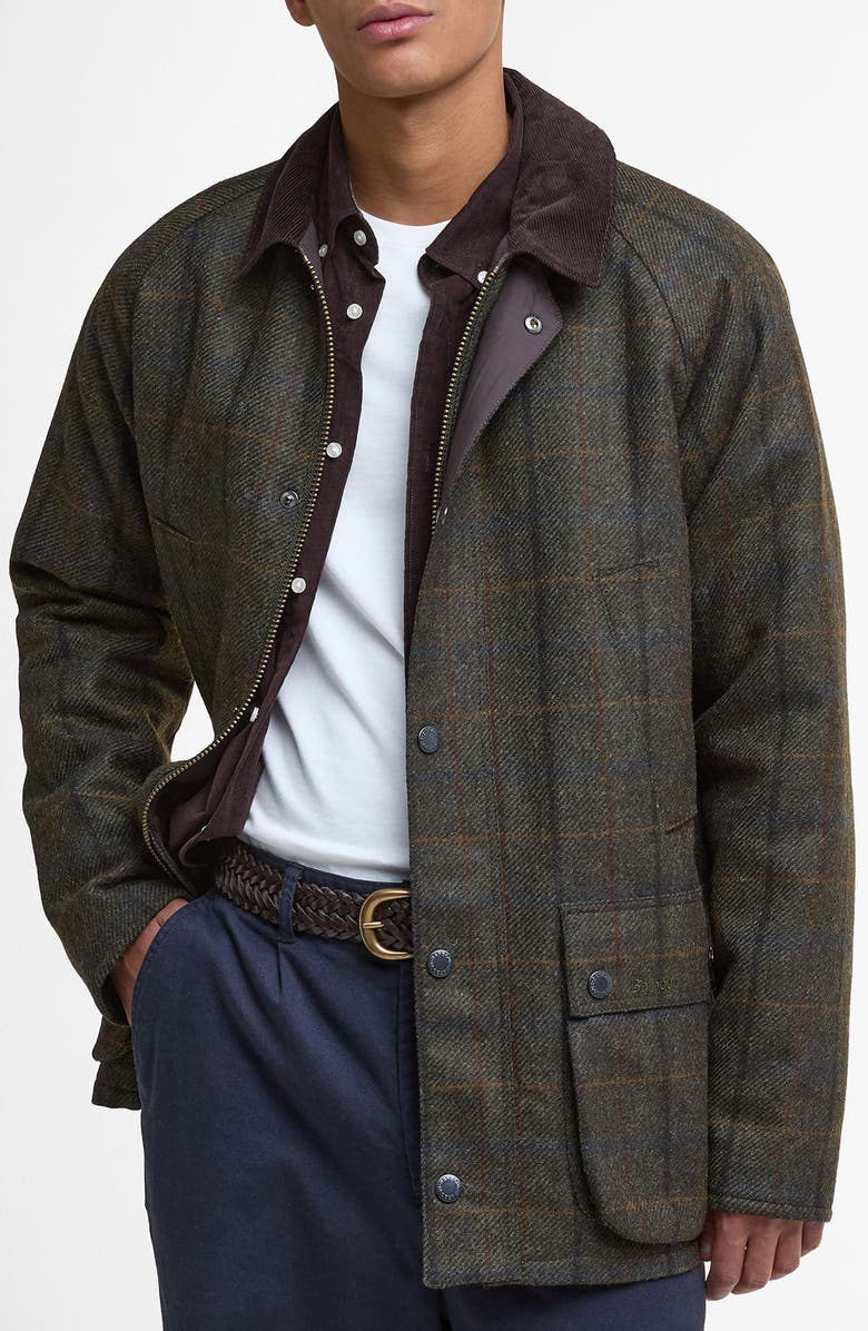 Barbour Bedale Check Corduroy Collar Wool Jacket, Main, color,