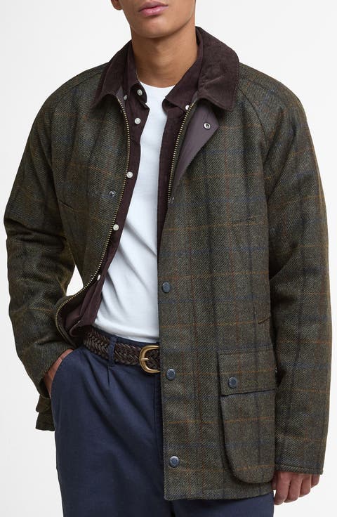 Bedale Check Corduroy Collar Wool Jacket