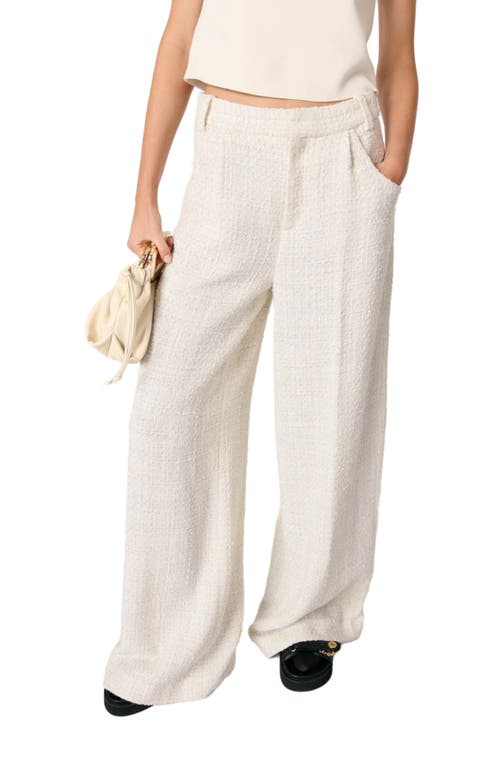 Maje Tweed Wide-leg Trousers In Ecru