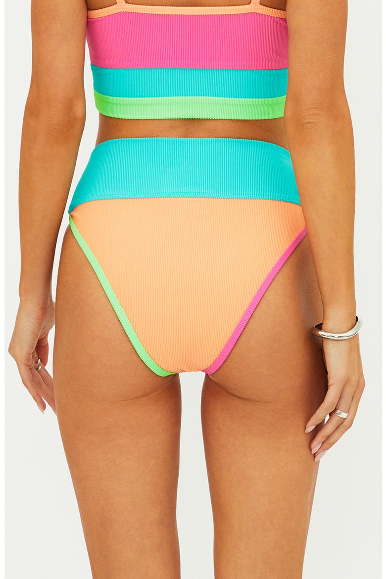 Emmy Colorblock High Waist Bikini Bottoms, Alternate, color, AQUA HAZE