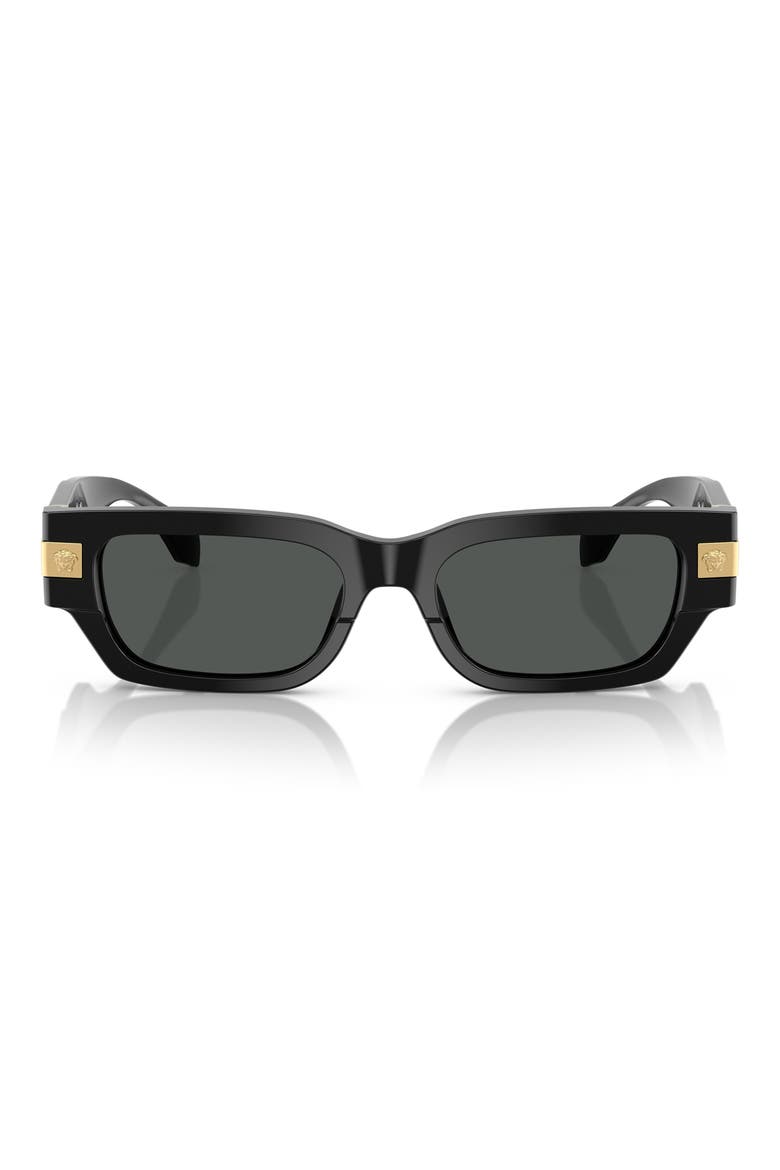 53mm Plaque Rectangular Sunglasses, Main, color, BLACK