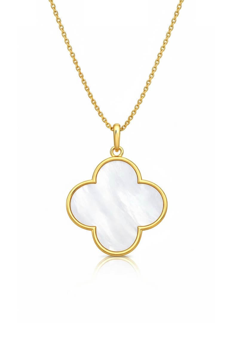 Large Clover Pendant Necklace, Main, color, GOLD/PEARL