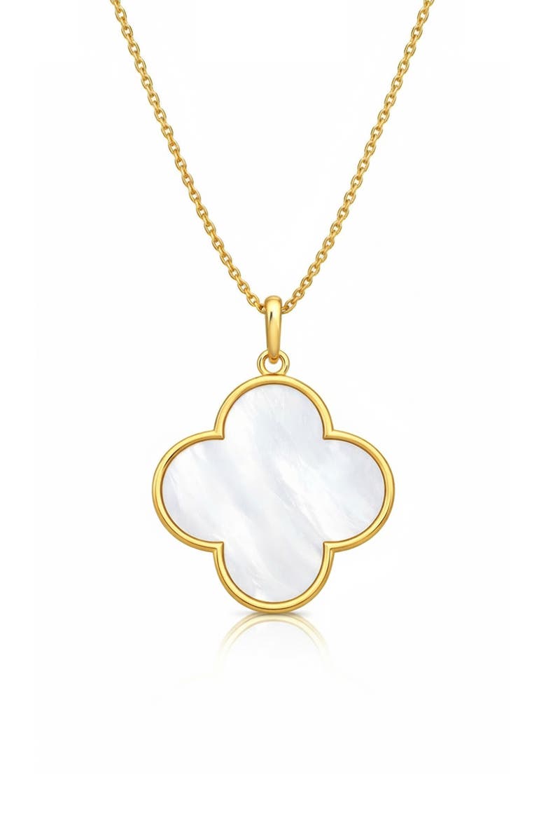 GABI RIELLE Large Clover Pendant Necklace, Main, color, Gold/Pearl