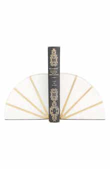 COSMO BY COSMOPOLITAN White Marble Geometric Bookends with Gold Inlay - Set of 2