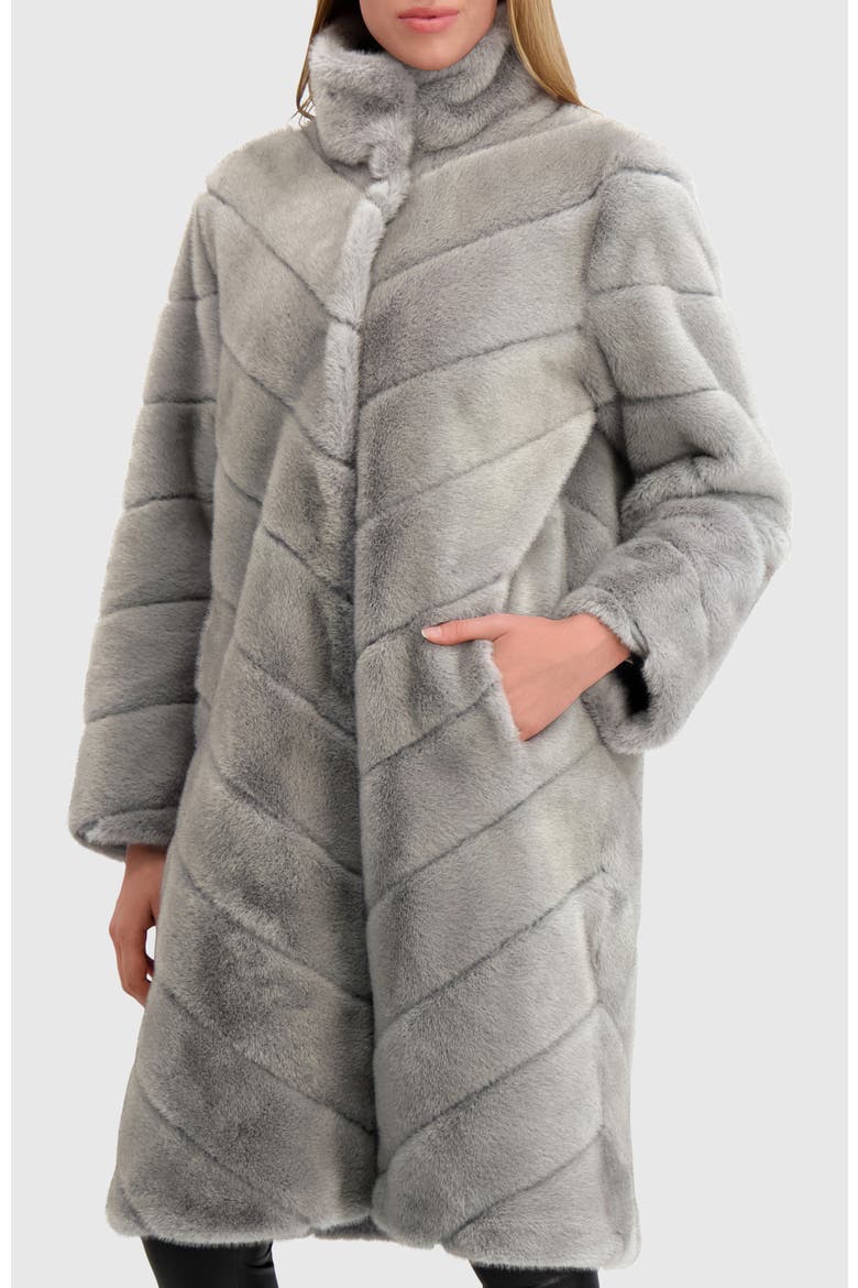 Fur-Free Mink (Faux Fur) Short Coat, Alternate, color, DARK GRAY