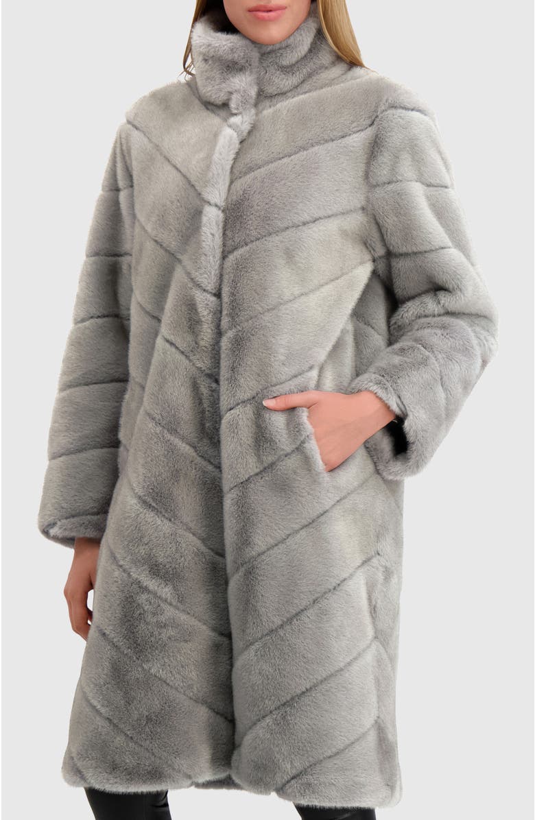 Lyla Grant Fur-Free Mink (Faux Fur) Short Coat, Alternate, color, Dark Gray