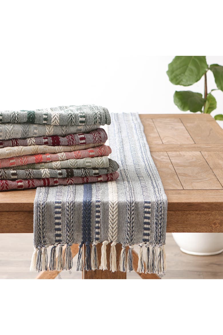 Braided Stripe Jacquard Table Runner, Alternate, color, Vintage Linen
