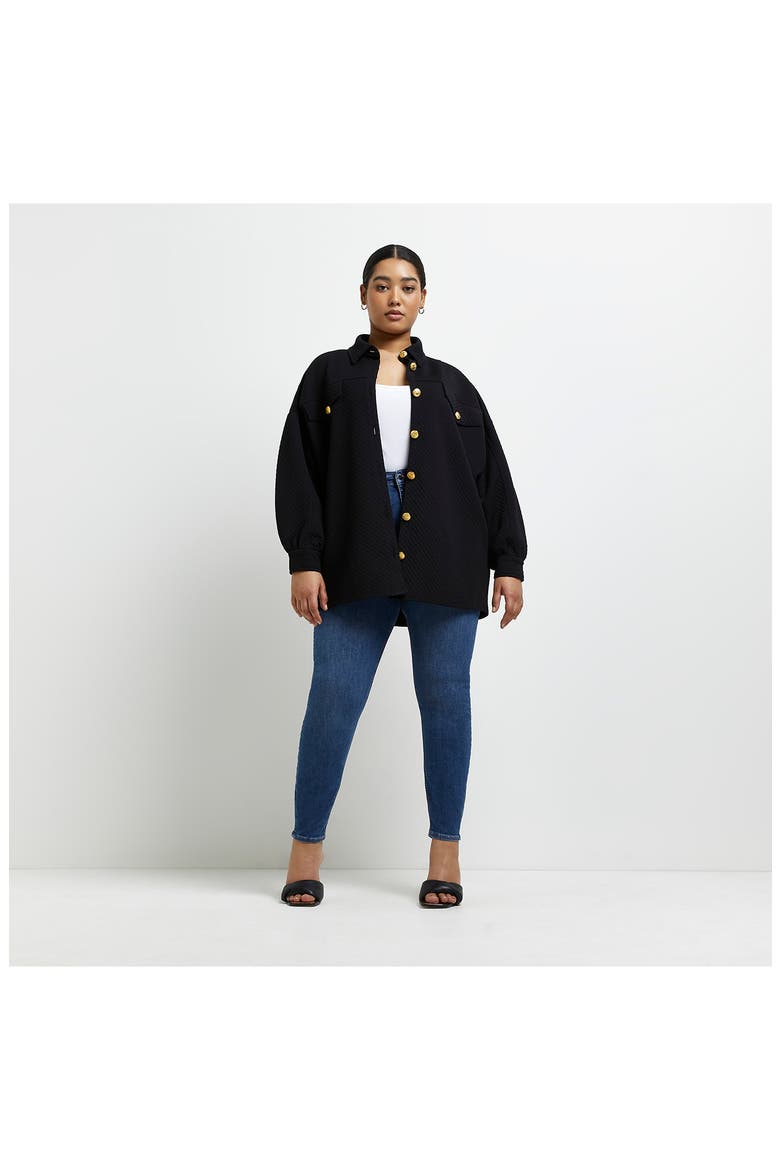 Quilted Button-Up Shacket, Alternate, color, BLACK