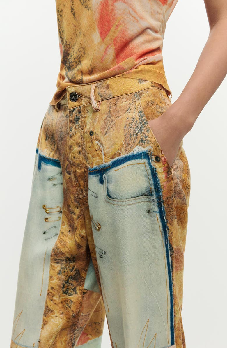 Desigual Straight Leg Patchwork Pants, Alternate, color, Medium Beige