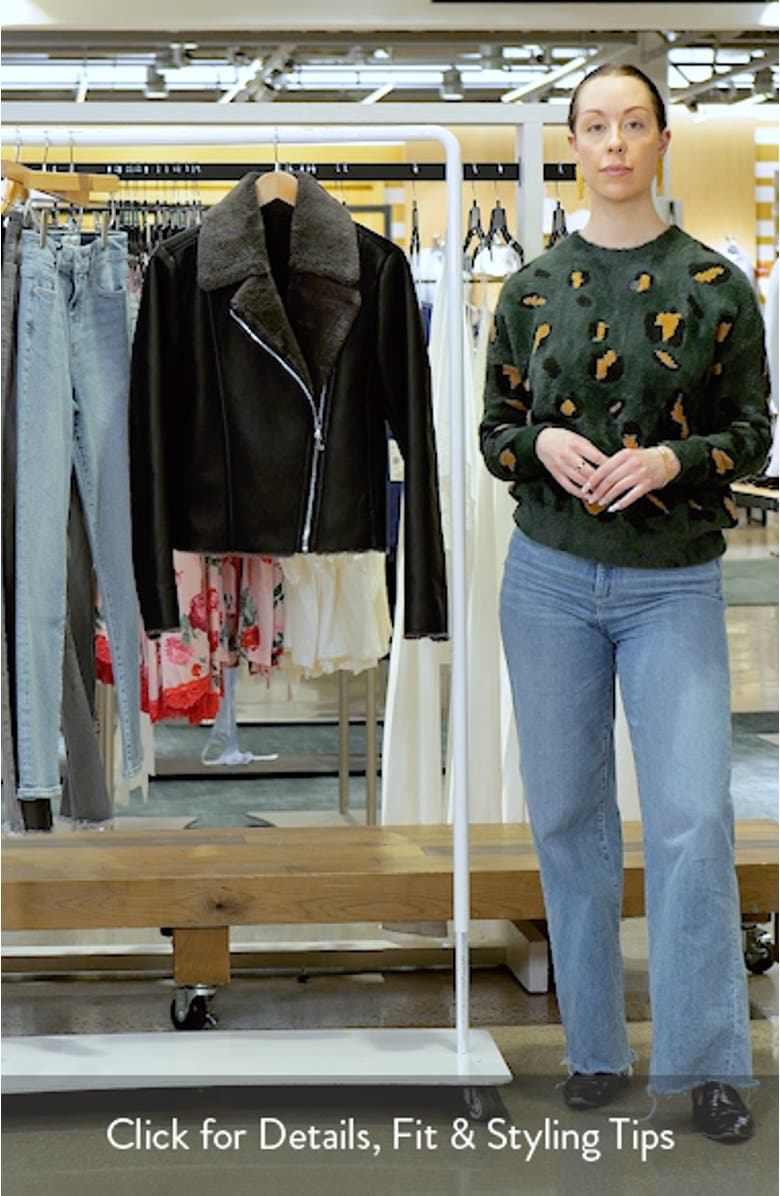 Faux Fur Collar Faux Leather Biker Jacket, sales video thumbnail