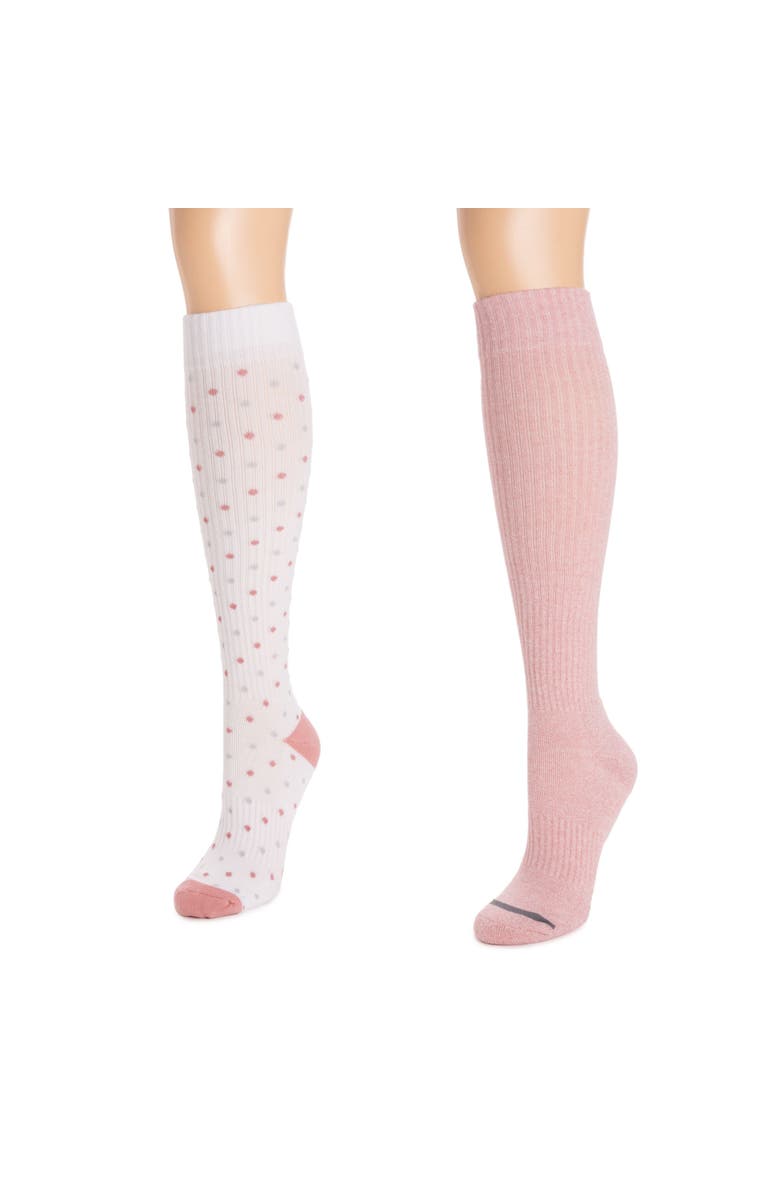 MUK LUKS Cotton Compression Knee-High Socks 2 Pair Pack, Alternate, color, Blush