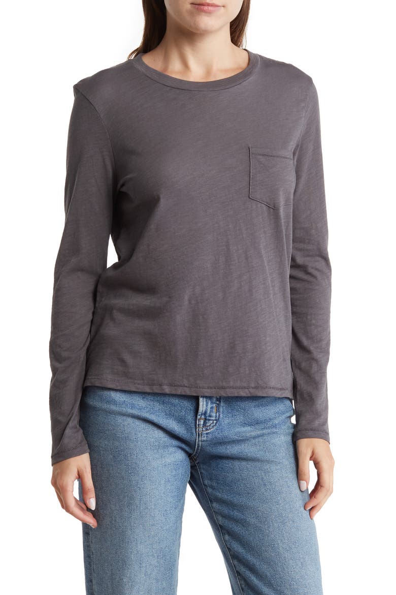 Long Sleeve Crewneck T-Shirt, Main, color, THUNDER GREY