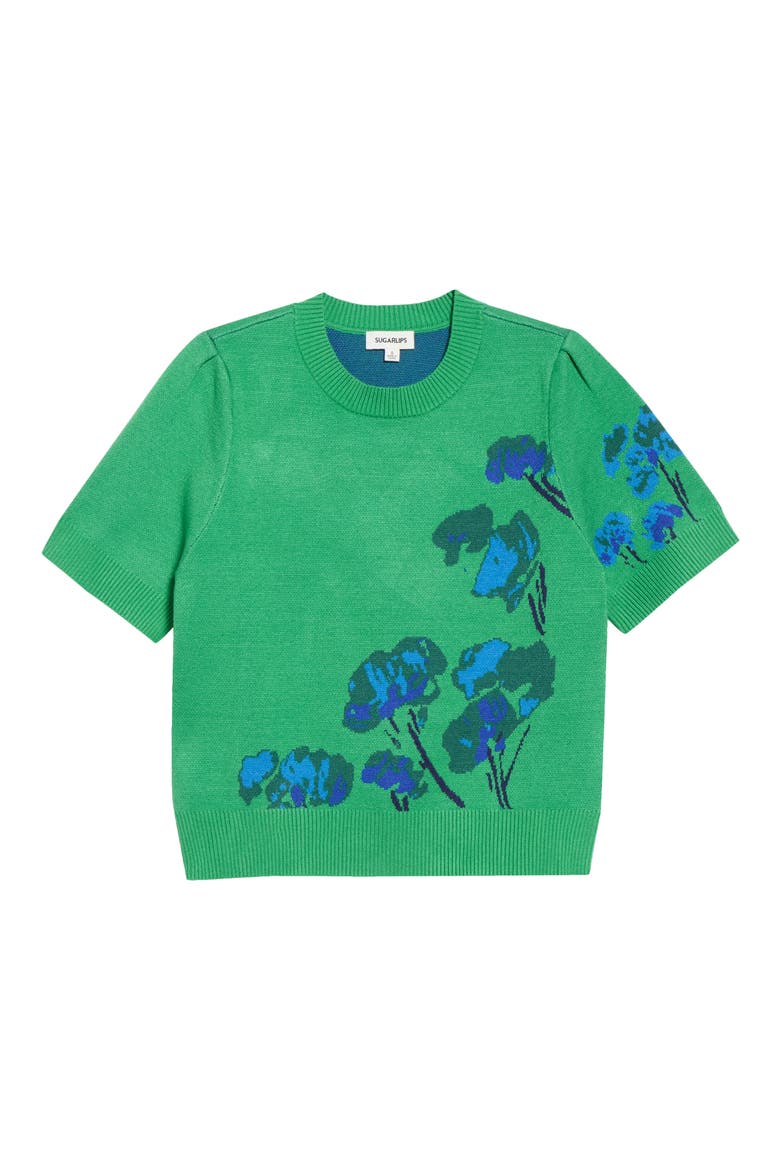 Kersey Floral Short Sleeve Sweater, Alternate, color, KELLY-GREEN