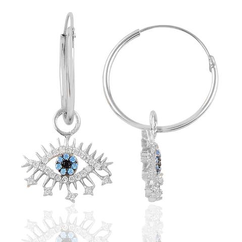 Evil Eye Earring Blue Eye Eyelash Sterling Silver Earring