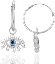 Spero London Evil Eye Earring Blue Eye Eyelash Sterling Silver Earring