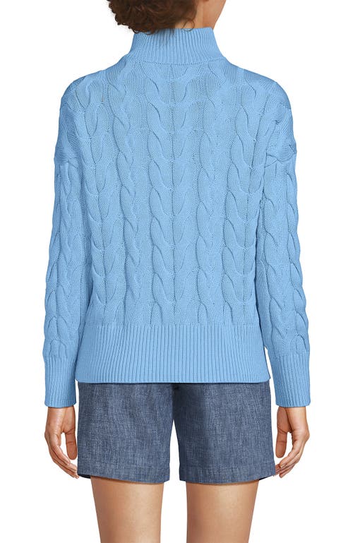 Lands' End Drifter Cotton Quarter Zip Pullover Sweater In Bermuda Blue