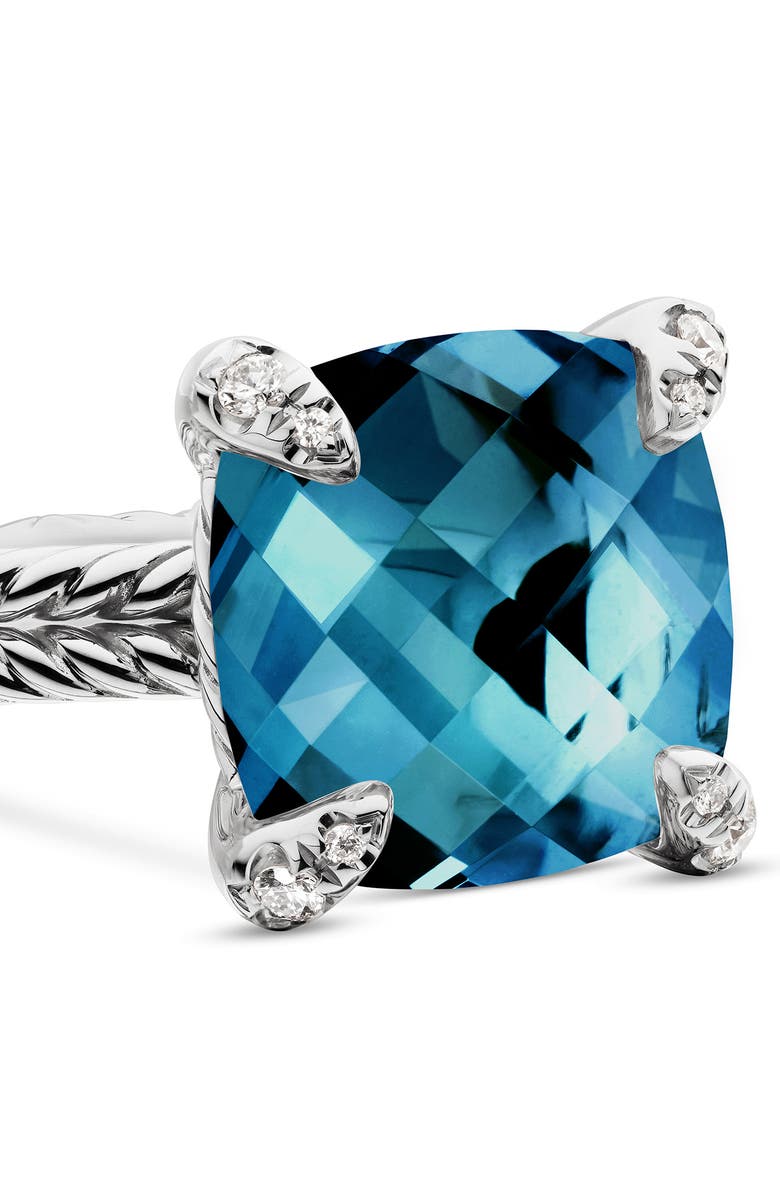 David Yurman Châtelaine Ring with Semiprecious Stone & Diamonds, Alternate, color, Silver/ Hampton Blue Topaz
