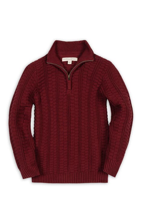 Kids' Organic Half Zip Cable Pullover Sweater