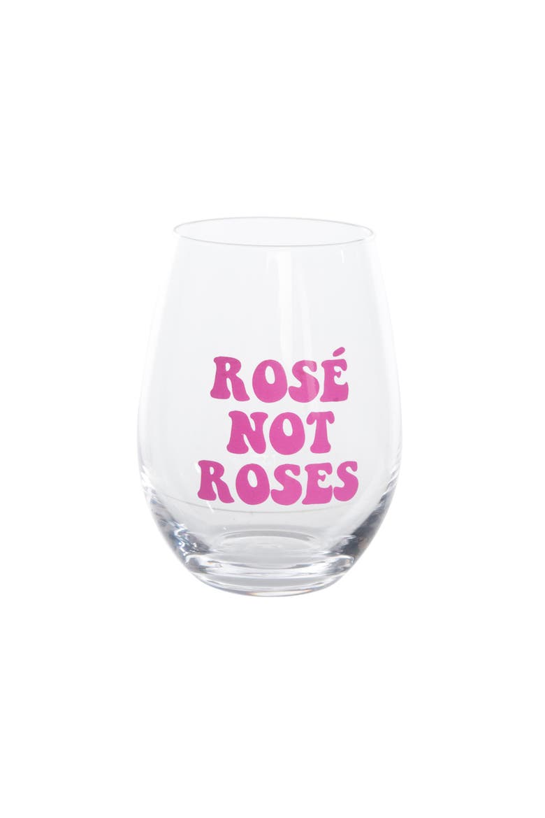 Rose Not Roses Wine Glass w/ Stopper Set of 2 Glass Clear 18 oz, Main, color, Clear