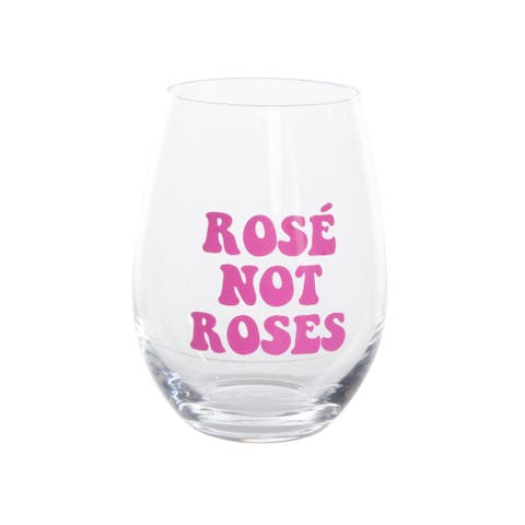 Rose Not Roses Wine Glass w/ Stopper Set of 2 Glass Clear 18 oz
