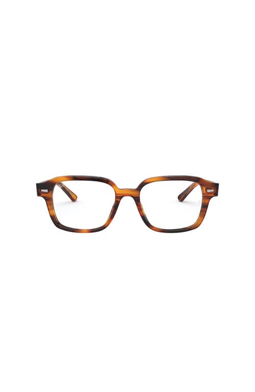 Ray Ban Ray-ban 52mm Square Optical Glasses In Brown
