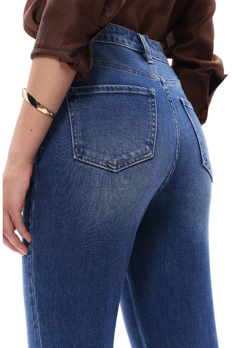 Cuffed High Waist Ankle Flare Jeans, Alternate, color, MEDIUM BLUE