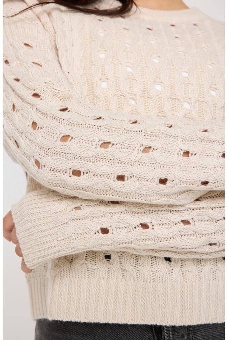 Gemma Cable Knit Sweater, Alternate, color, WHITE SAND